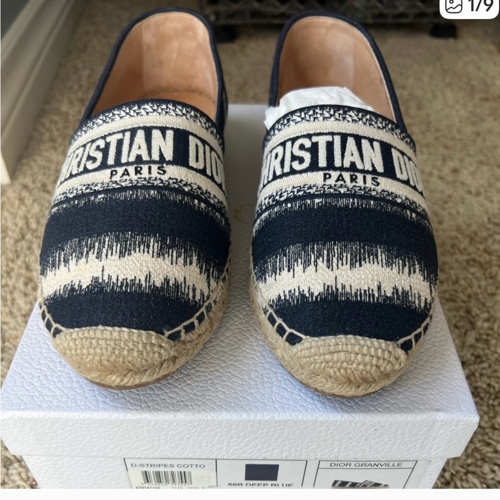 Dior Navy and Cream Espadrilles